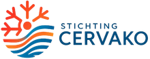 Een logo voor stichting cervako met een sneeuwvlok en golven