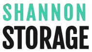 "SHANNON" in teal above "STORAGE" in black, stacked text logo.