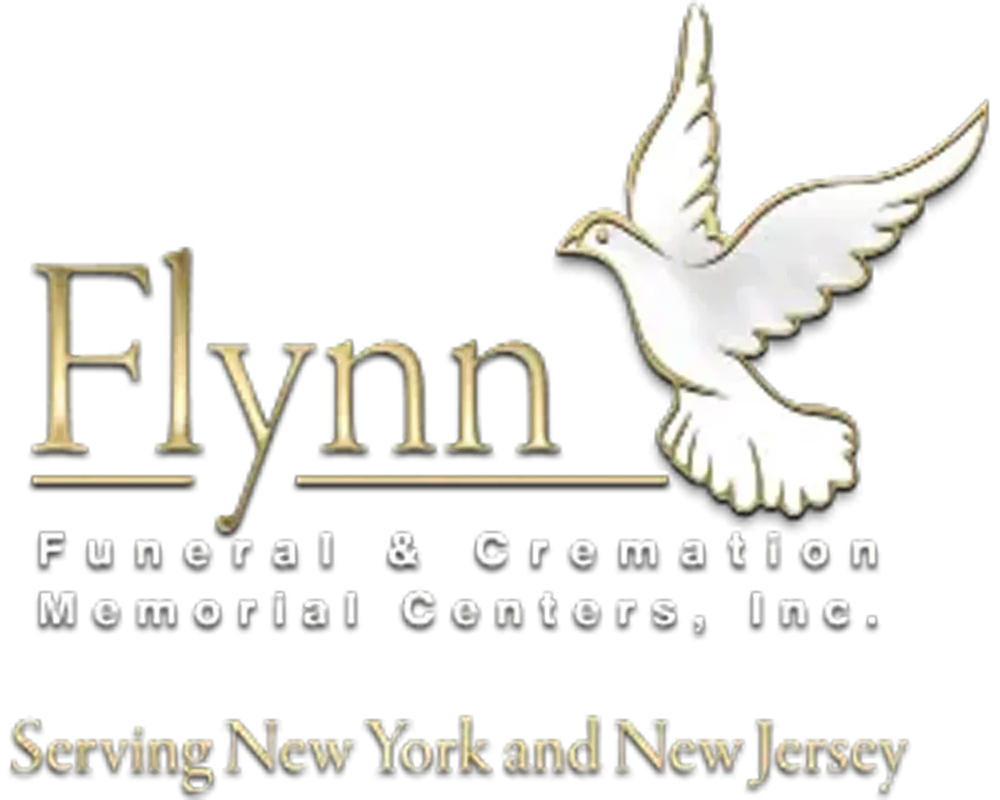 Flynn Funeral & Cremation Memorial Centers logo with white dove and &ldquo;Serving New York and New Jersey&rdquo; text
