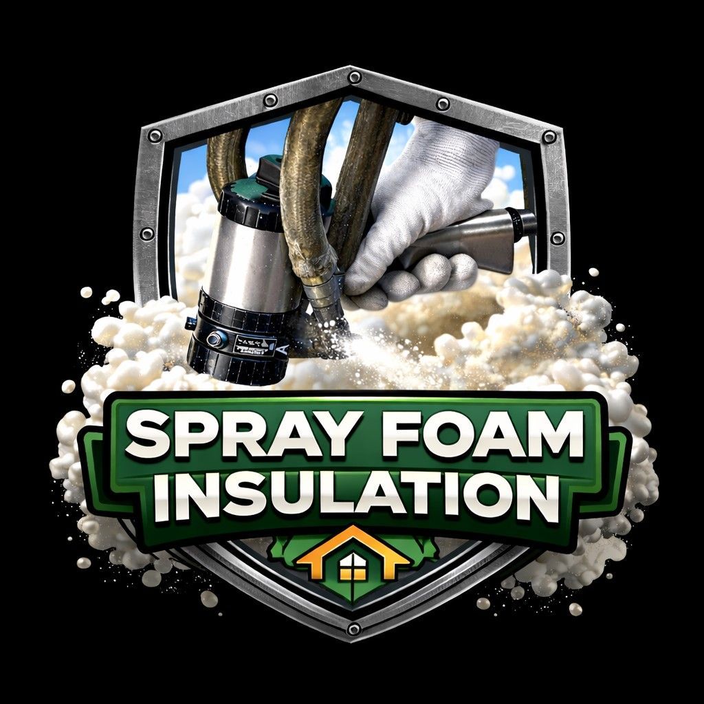 Close-up of a spray foam insulation nozzle applying foam to a wall in the Laramie, Wyoming service area