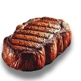 Ein großes Stück Steak mit einem weißen Hintergrund