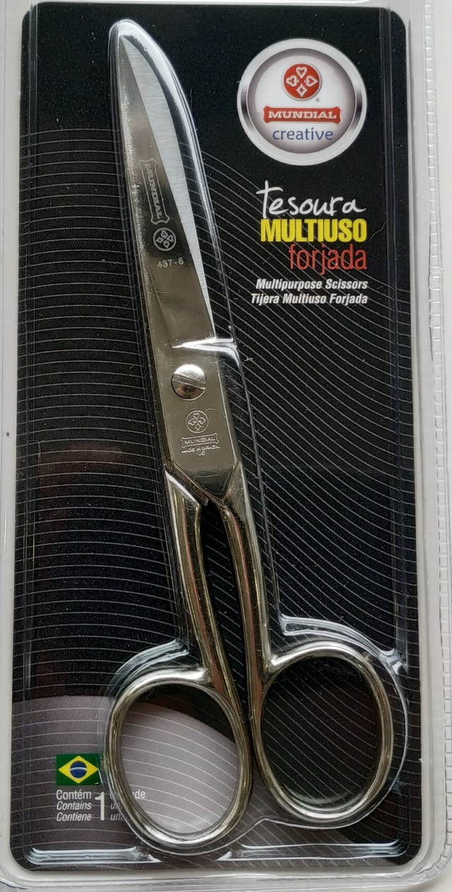Mundial 437-5 - Classic forged, sewing scissors / household scissors, 5  (12 cm), knife edge, full nickel-plated