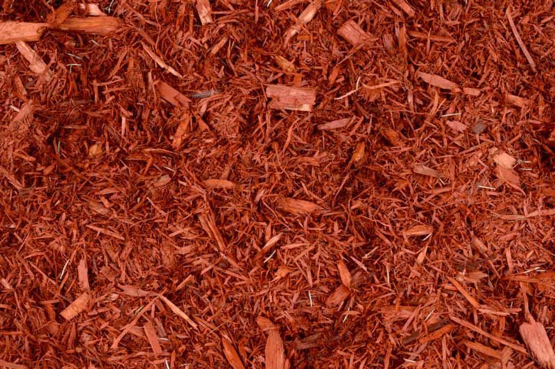 Red Mulch Used for Gardening and Landscape Decoration — Dubbo Soils & Landscaping Supplies in Dubbo, NSW