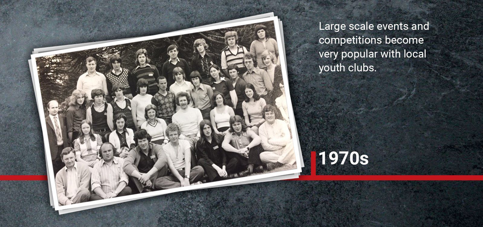 1970s Large scale events and competitions become  very popular with local youth clubs.