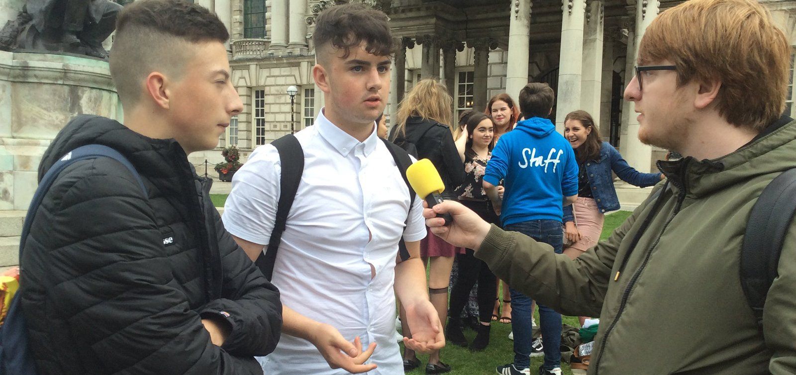 Sean interviewing young people