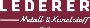Ein rot-weißes Logo für Lederer Metall & Kunststoff