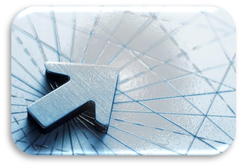 A metal arrow pointing up on a white surface