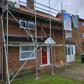 A picture of a pitched roof replacement on a terrace property by Hightop Roofers London