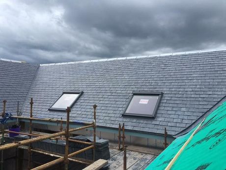 Roofers London - Commercial roof replacement, grey slate tiles