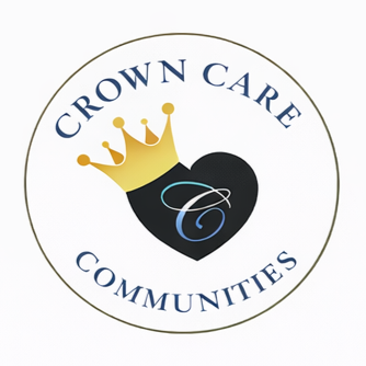 Logo featuring a gold crown atop a black heart with a stylized letter 