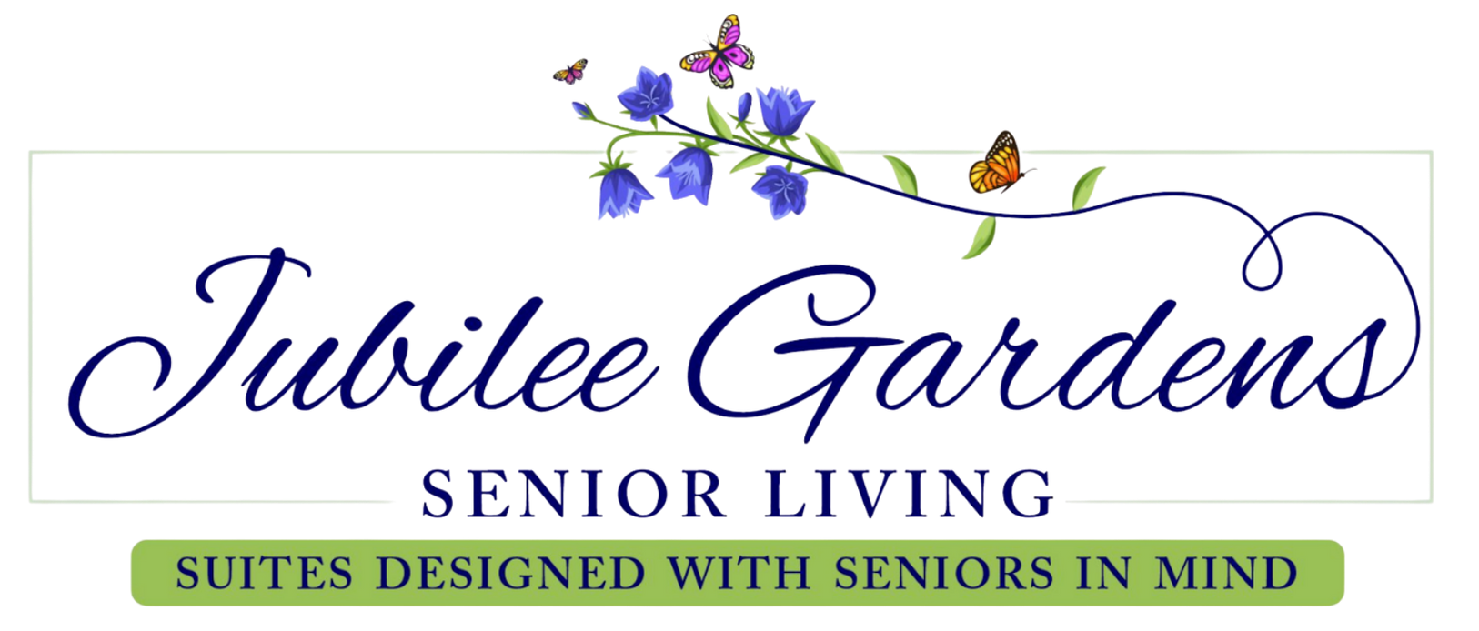 The logo for Jubilee Gardens Senior Living is shown on a white background.