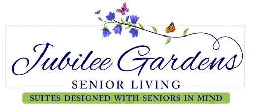 The logo for Jubilee Gardens Senior Living is shown on a white background.