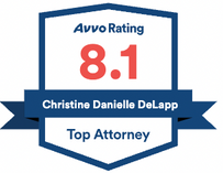 A badge that says avvo rating 8.1 christine danielle delapp top attorney