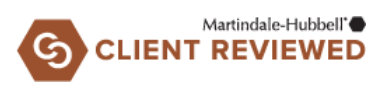 Martindale hubbell client reviewed logo on a white background