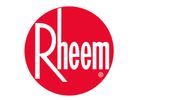 The rheem logo is in a red circle on a white background.