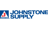 The johnstone supply logo is blue and white with a red triangle.