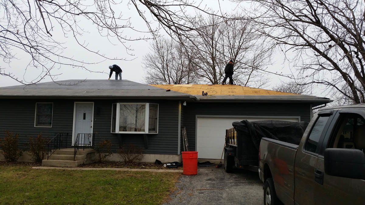 during seamless steel roofing job in lowell in