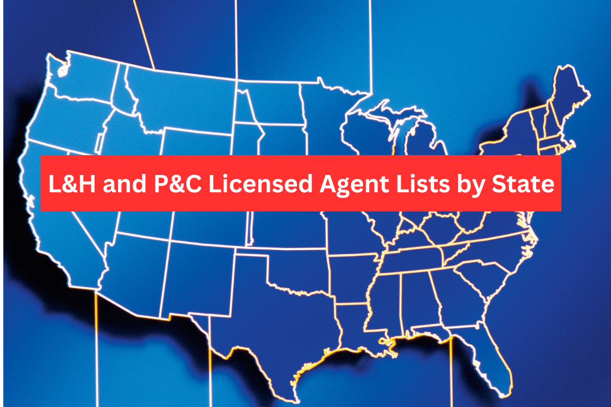 A map of the united states with the words l & h and p & c licensed agent lists by state