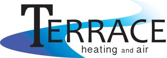 The terrace heating and air logo is blue and white.