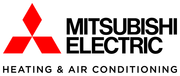 The logo for mitsubishi electric heating and air conditioning