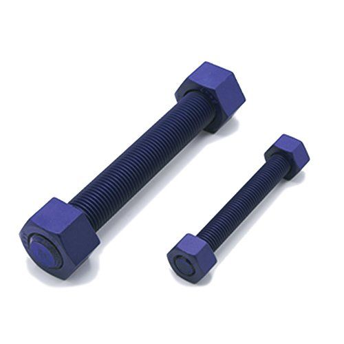 blue PTFE coated stud bolts with hex nuts