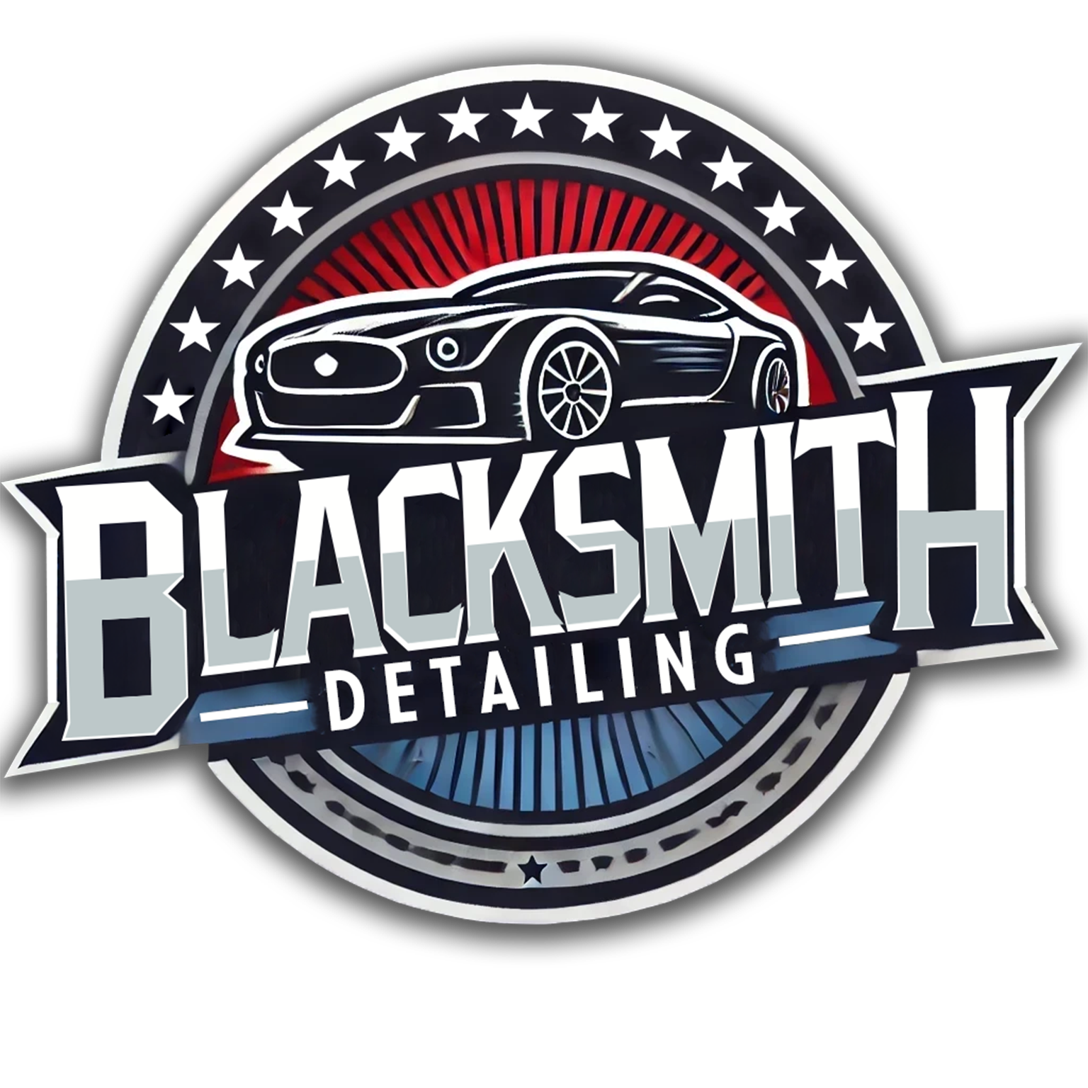 A logo for blacksmith detailing with a car on it