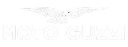 Un logo in bianco e nero per Moto Guzzi con un'aquila su sfondo bianco.