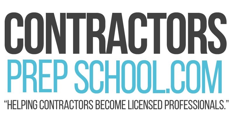 A logo for contractors prep school.com helping contractors become licensed professionals