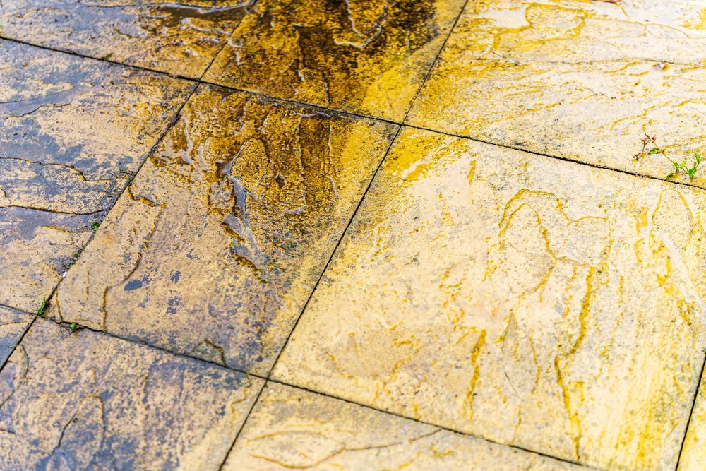 A Before And After Picture Of A Dirty Tile Floor — Big Red Carpet & Property Maintenance In Bowen, QLD