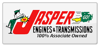 Logo for Jasper Engines & Transmissions: A mechanic welding red 
