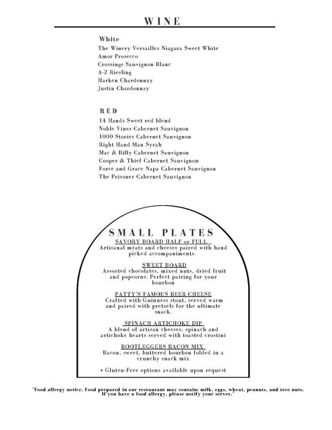 Oak & Ember Luxury Lounge Menu