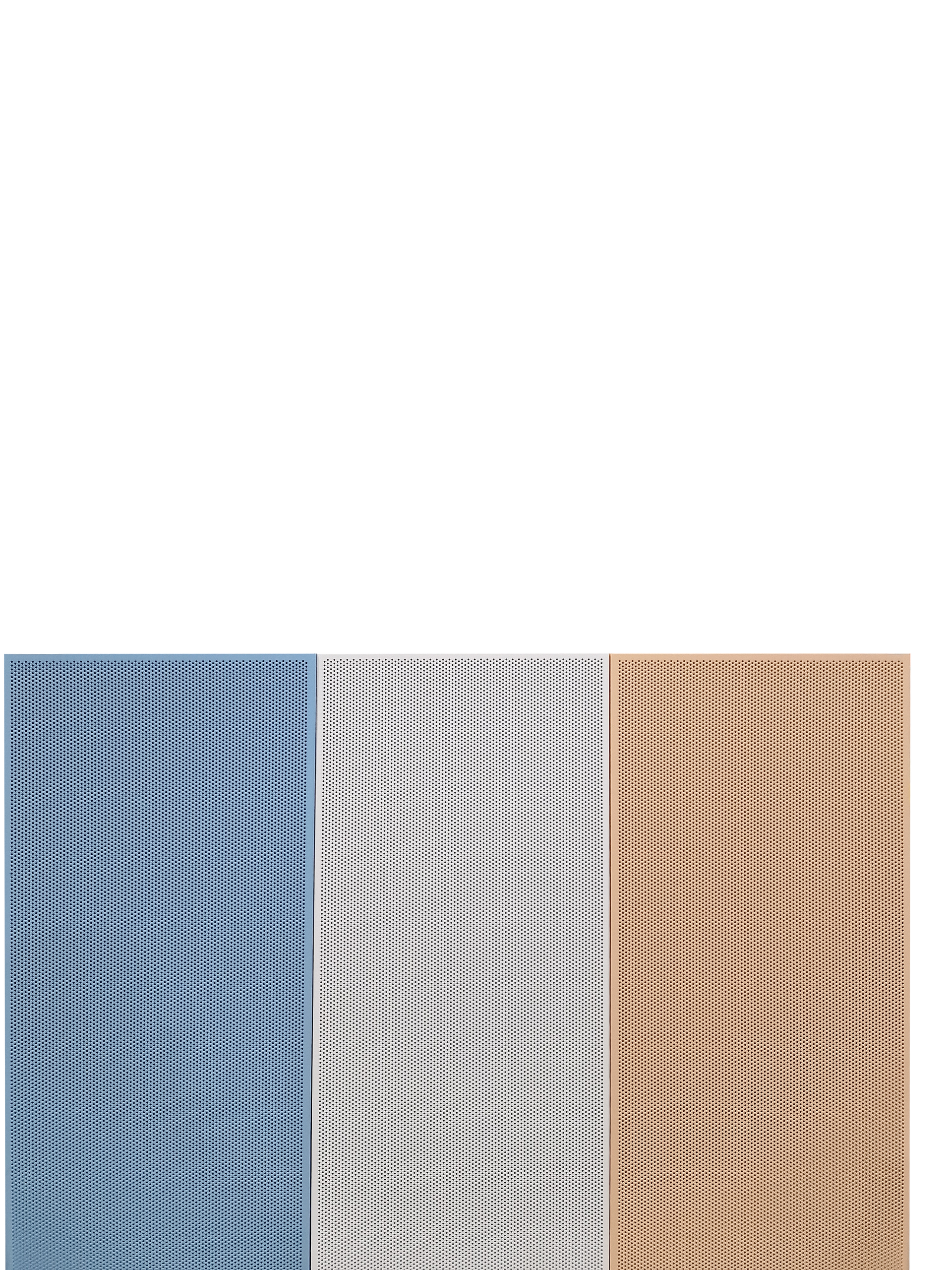 AbsorberLine® in blue, white and biege- perforated acoustic metal panels