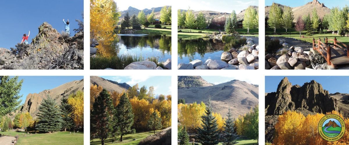 A collage of pictures of mountains and trees