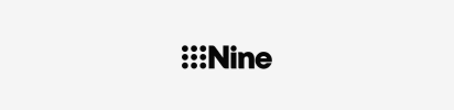 A black and white logo for nine on a white background