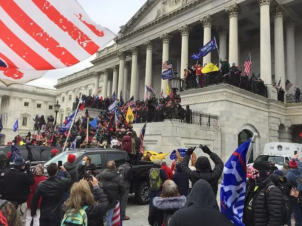 Crowd of Trump supporters marching on the US Capital on January 6, 2021.