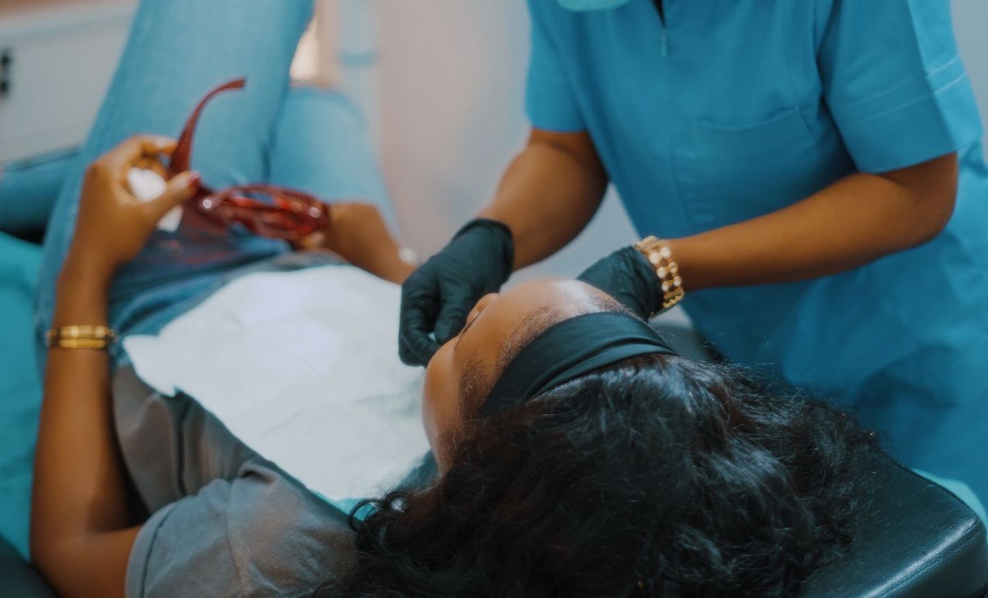 Woman receiving root canal