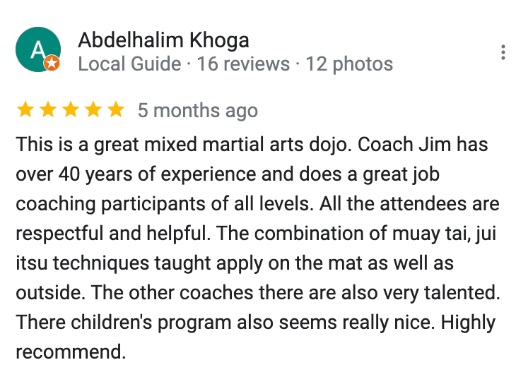 A google review for abdelhalim khoga local guide