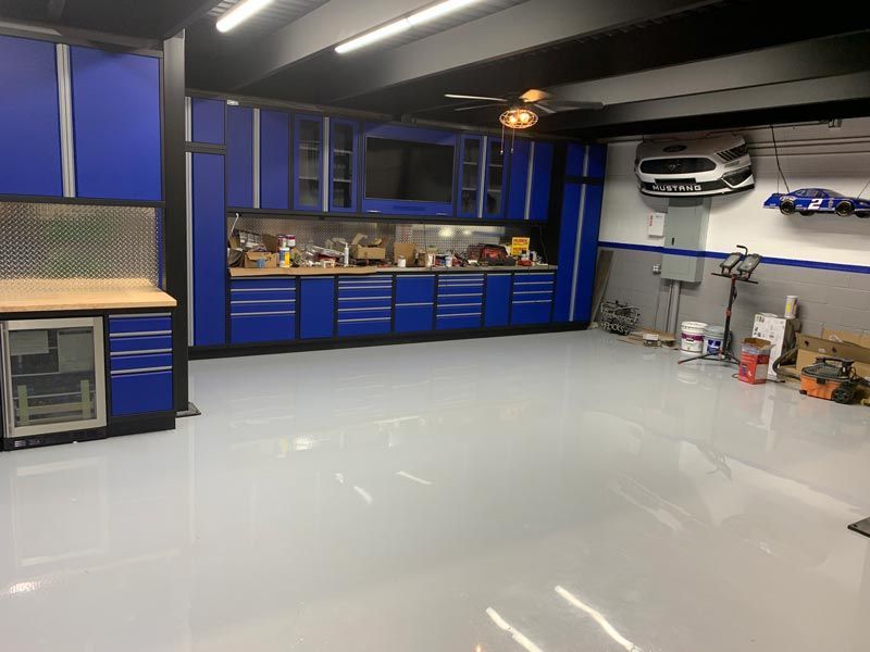 Blue Cabinets — Debary, FL — All American Epoxy Flooring LLC