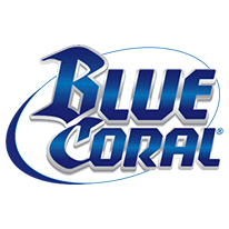 The blue coral logo is on a white background.