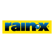 The rain x logo is on a yellow background.