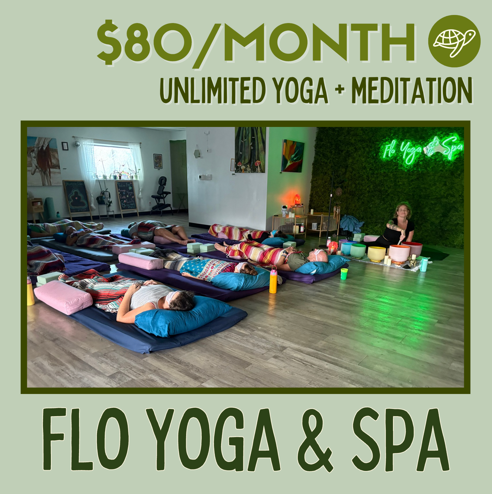 A woman is sitting in a lotus position in a yoga pose.