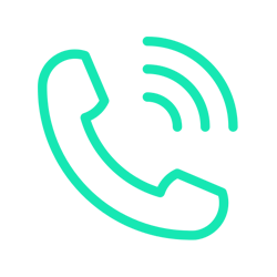 Contorno verde de un auricular de teléfono que suena con ondas sonoras.