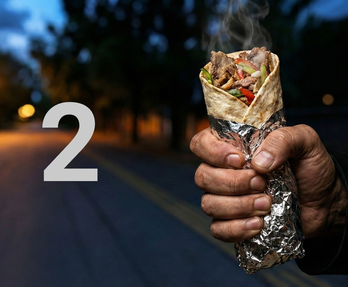 Un kebab usato come un'arma