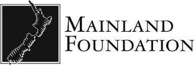 The mainland foundation logo is black and white and shows a map of mainland new zealand.