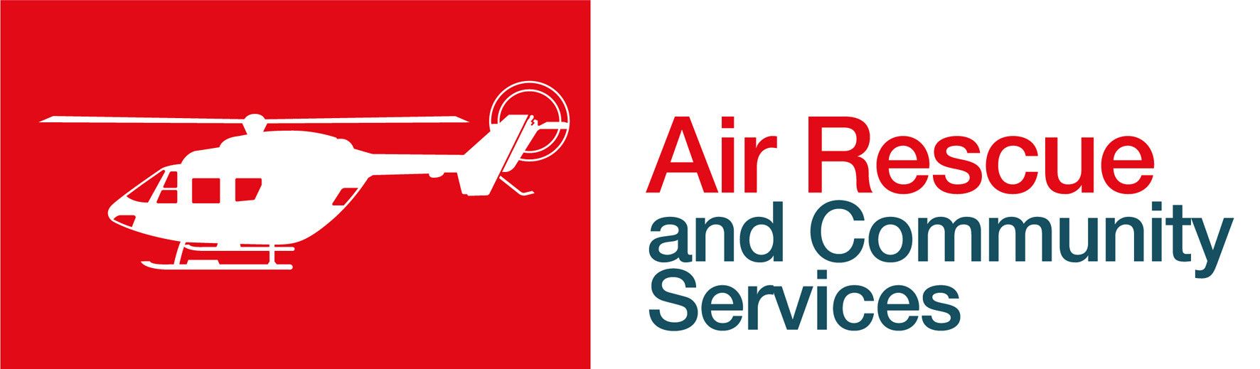 A red and white logo for air rescue and community services