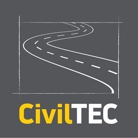 The logo for civiltec is a drawing of a road.