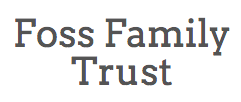 The logo for the foss family trust is shown on a white background.