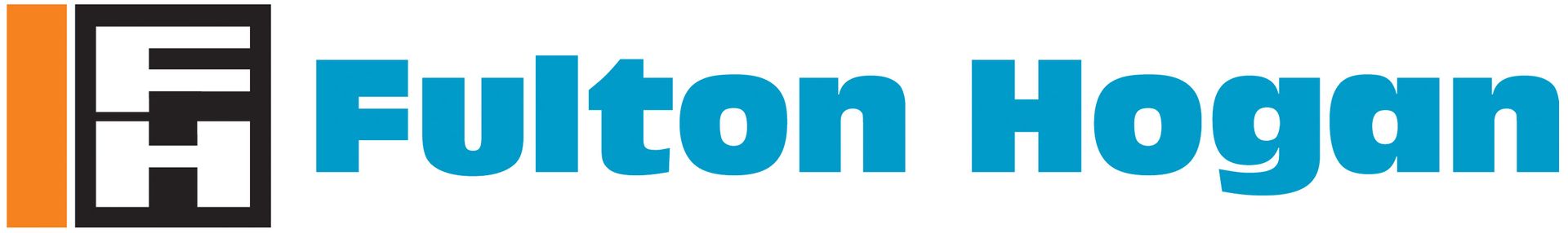 A blue and orange logo for fulton hogan