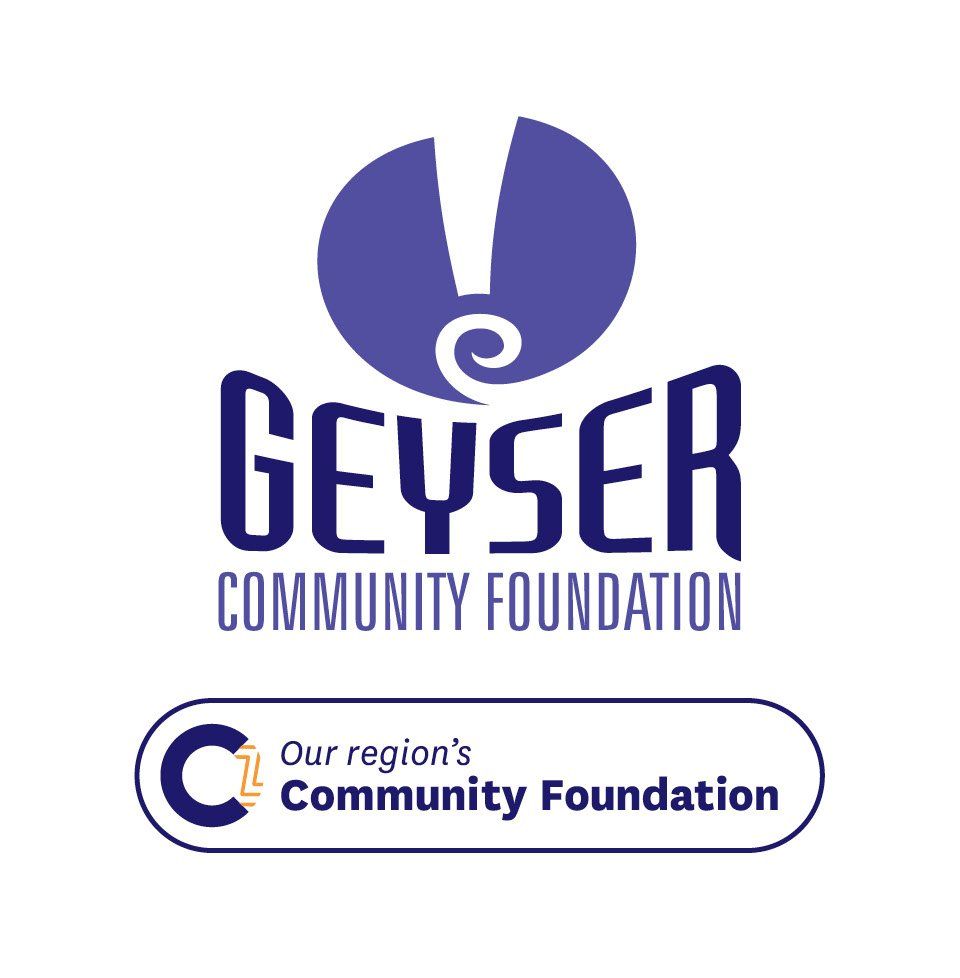 The logo for the geyser community foundation is purple and blue.