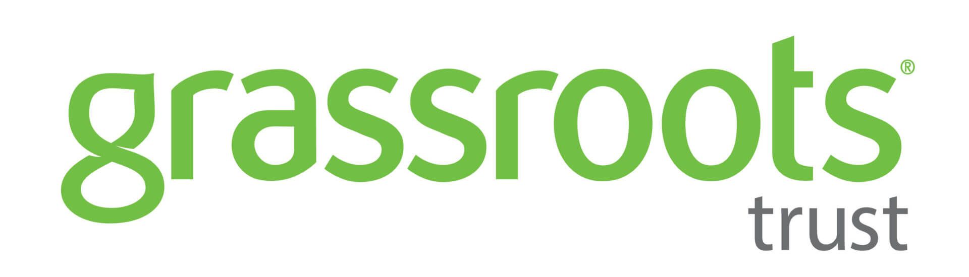 The grassroots trust logo is green and white on a white background.